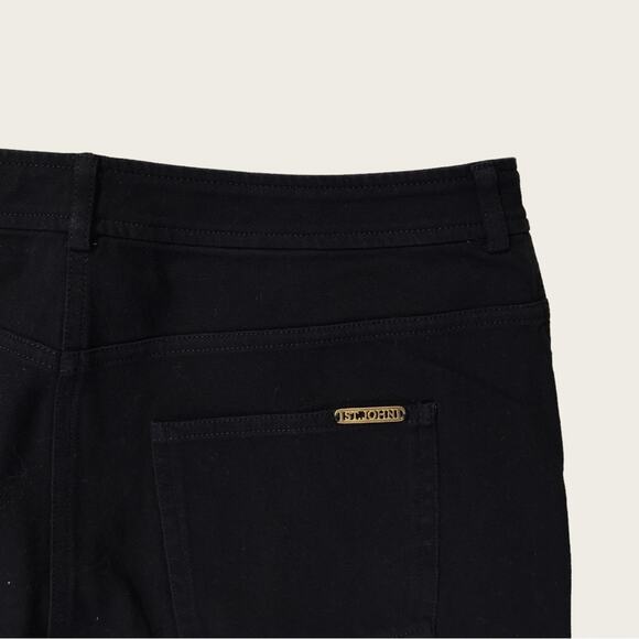 St. John Black Denim Jeans High Rise Boot Cut Straight Yellow Label - Picture 5 of 7